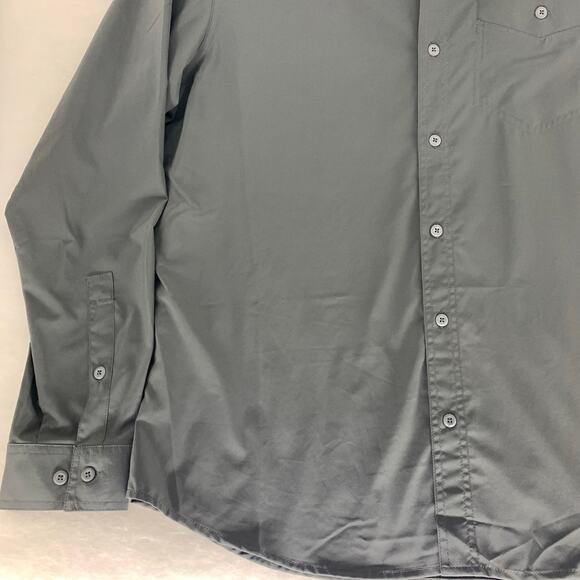 Columbia Solid Dark Gray Long Sleeve Button-Up Shirt Lightweight Size XL - Picture 14 of 15